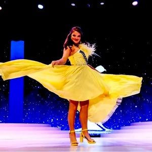 Yellow high low pageant fun fashion or prom dress